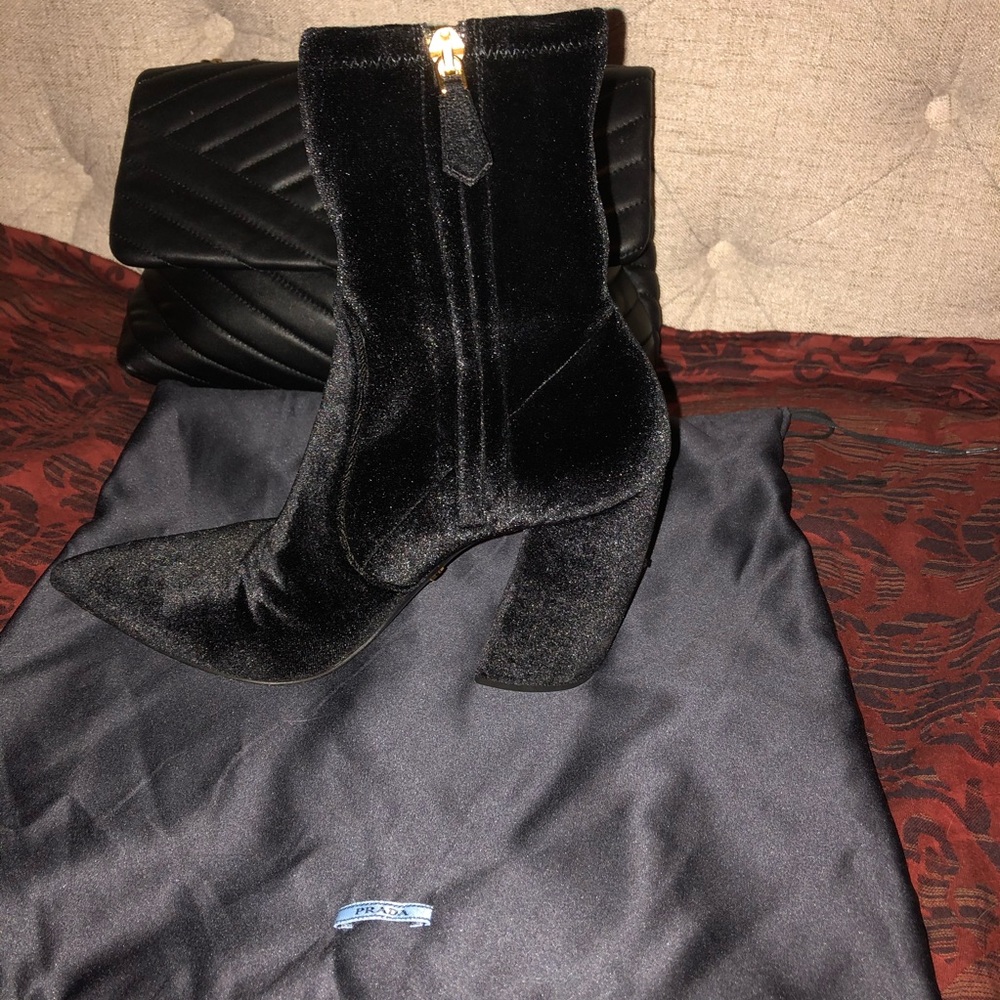 Prada Velvet Pointed Toe Boots - Picture 2 of 12
